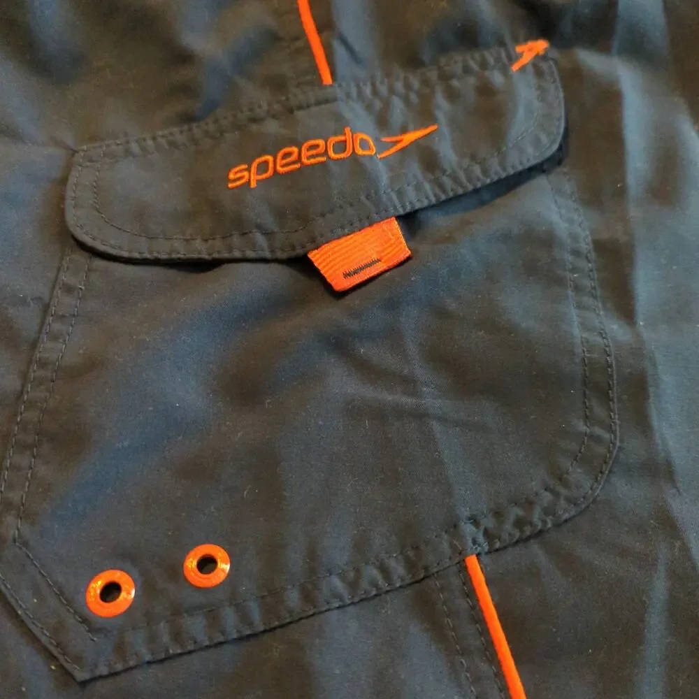 SPEEDO Navy Blue Orange Men's Swim Trunks XXL Summer Vacation